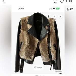Mackage Tamika Black Leather Jacket with Tan Fur